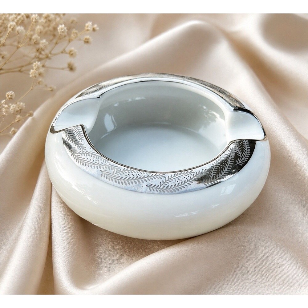 Vintage Fukagawa Arita “ Silver Lichen “ Porcelain Single Ashtrays 5 Each 3 Inch